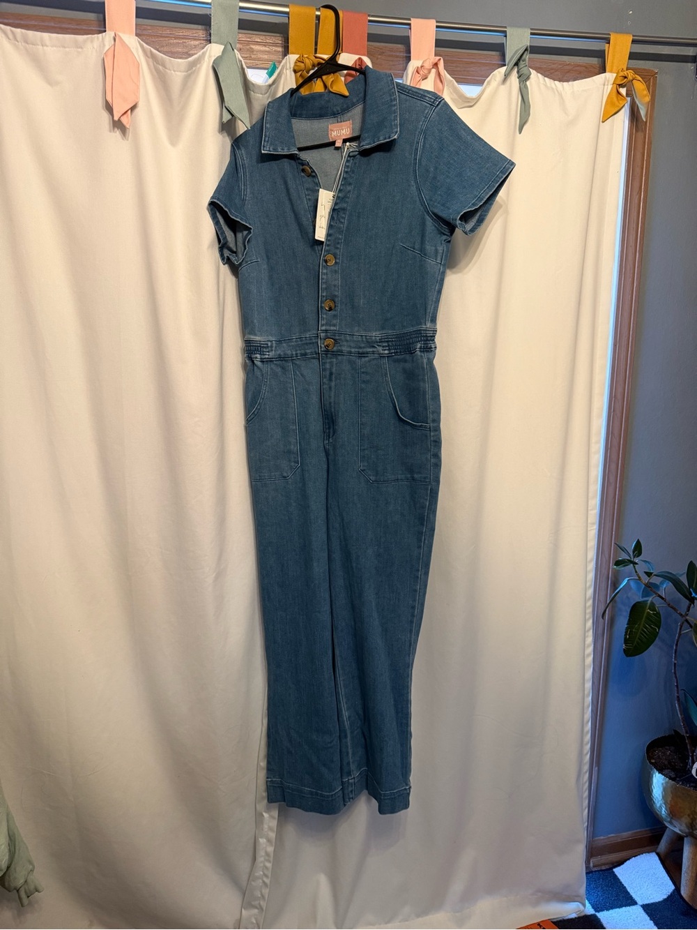 Show Me Your MuMu Light Blue Denim Button-Front Jumpsuit